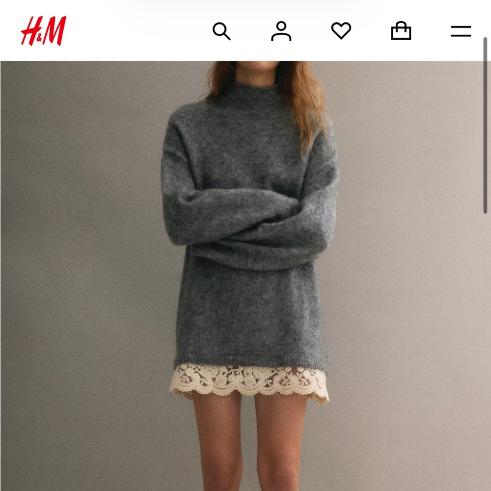 H&M Lace Trim Mohair Sweater